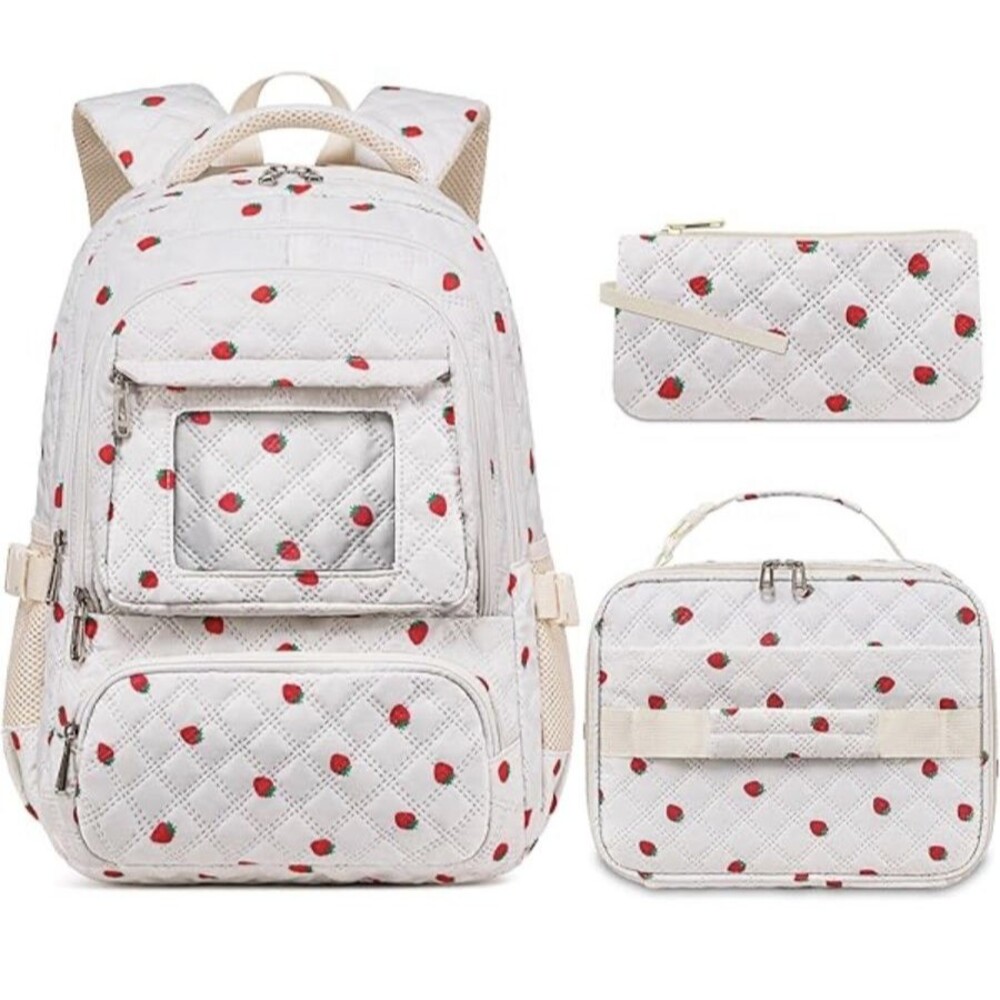School Backpack  🍓Strawberry 🍓 Backpack with Lunch Box Pencil Set NEW!!